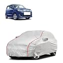 Car Bady Cover Waterproof Compatible with Maruti Wagon R 1.0 |Triple Stitched |Fully Elastic Ultra |Mirror Pocket | Heavy Buckle | Silver &amp; Red Piping (Silver &amp; Red)