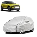 Car Bady Cover Waterproof Compatible with Tata Harrier |Triple Stitched |Fully Elastic Ultra |Mirror Pocket | Heavy Buckle | Silver &amp; Black Piping (Silver &amp; Black)