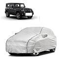 Car Bady Cover Waterproof Compatible with Mahindra Scorpio |Triple Stitched |Fully Elastic Ultra |Mirror Pocket | Heavy Buckle | Silver &amp; Black Piping (Silver &amp; Black)