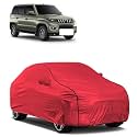 Car Bady Cover Waterproof Compatible with Mahindra KUV100 |Triple Stitched |Fully Elastic Ultra |Mirror Pocket | Heavy Buckle | MTH Red & Black Piping (Red & Black)