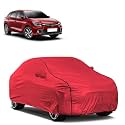 Car Bady Cover Waterproof Compatible with Toyota Glanza |Triple Stitched |Fully Elastic Ultra |Mirror Pocket | Heavy Buckle | MTH Red &amp; Black Piping (Red &amp; Black)