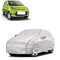 Car Bady Cover Waterproof Compatible with Maruti Alto K10 |Triple Stitched |Fully Elastic Ultra |Mirror Pocket | Heavy Buckle | Silver &amp; Red Piping (Silver &amp; Red)