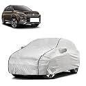 Car Bady Cover Waterproof Compatible with MG Hector |Triple Stitched |Fully Elastic Ultra |Mirror Pocket | Heavy Buckle | Silver &amp; Black Piping (Silver &amp; Black)