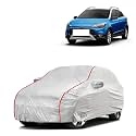 Car Bady Cover Waterproof Compatible with Hyundai i20 Active |Triple Stitched |Fully Elastic Ultra |Mirror Pocket | Heavy Buckle | Silver &amp; Red Piping (Silver &amp; Red)