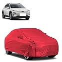Car Bady Cover Waterproof Compatible with Hyundai Kona Electric |Triple Stitched |Fully Elastic Ultra |Mirror Pocket | Heavy Buckle | MTH Red &amp; Black Piping (Red &amp; Black)