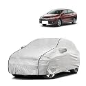 Car Bady Cover Waterproof Compatible with Honda City i-Dtec |Triple Stitched |Fully Elastic Ultra |Mirror Pocket | Heavy Buckle | Silver &amp; Black Piping (Silver &amp; Black)