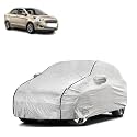 Car Bady Cover Waterproof Compatible with Ford Aspire |Triple Stitched |Fully Elastic Ultra |Mirror Pocket | Heavy Buckle | Silver &amp; Black Piping (Silver &amp; Black)