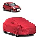 Car Bady Cover Waterproof Compatible with Honda Brio |Triple Stitched |Fully Elastic Ultra |Mirror Pocket | Heavy Buckle | MTH Red &amp; Black Piping (Red &amp; Black)