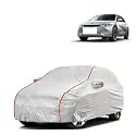 Car Bady Cover Waterproof Compatible with Hyundai IONIQ 5 |Triple Stitched |Fully Elastic Ultra |Mirror Pocket | Heavy Buckle | Silver &amp; Red Piping (Silver &amp; Red)
