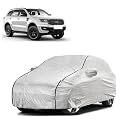 Car Bady Cover Waterproof Compatible with Ford Endeavour |Triple Stitched |Fully Elastic Ultra |Mirror Pocket | Heavy Buckle | Silver &amp; Black Piping (Silver &amp; Black)