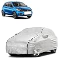 Car Bady Cover Waterproof Compatible with Tata Tiago |Triple Stitched |Fully Elastic Ultra |Mirror Pocket | Heavy Buckle | Silver &amp; Black Piping (Silver &amp; Black)