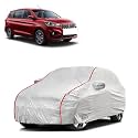 Car Bady Cover Waterproof Compatible with Maruti Ertiga |Triple Stitched |Fully Elastic Ultra |Mirror Pocket | Heavy Buckle | Silver &amp; Red Piping (Silver &amp; Red)