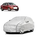 Car Bady Cover Waterproof Compatible with Volkswagen Vento |Triple Stitched |Fully Elastic Ultra |Mirror Pocket | Heavy Buckle | Silver &amp; Black Piping (Silver &amp; Black)