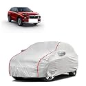 Car Bady Cover Waterproof Compatible with Maruti Grand Vitara |Triple Stitched |Fully Elastic Ultra |Mirror Pocket | Heavy Buckle | Silver &amp; Red Piping (Silver &amp; Red)