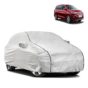 waterproof car body cover compatible with maruti ertiga with mirror pocket and soft cotton lining inside fully bottom elastic silver with black piping