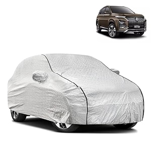 waterproof car body cover compatible with mg hector with mirror pocket and soft cotton lining inside fully bottom elastic silver with black piping