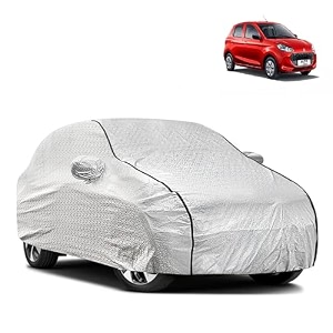 waterproof car body cover compatible with maruti alto k10 with mirror pocket and soft cotton lining inside fully bottom elastic silver with black piping