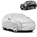 Waterproof Car Body Cover Compatible with Kia Carens with Mirror Pocket and Soft Cotton Lining Inside (Fully Bottom Elastic) (Silver with Black Piping)