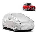 Waterproof Car Body Cover Compatible with Maruti Swift 2017-23 with Mirror and Antena Pocket Pocket and Soft Cotton Lining Inside (Fully Bottom Elastic) (Silver with Black Piping)