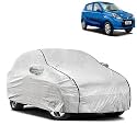 Waterproof Car Body Cover Compatible with Maruti Alto 800 with Mirror Pocket and Soft Cotton Lining Inside (Fully Bottom Elastic) (Silver with Black Piping)