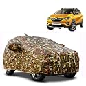 Waterproof Car Body Cover Compatible with Renault Triber with Mirror Pocket and Soft Cotton Lining Inside (Fully Bottom Elastic) (Army Green with Red Piping)