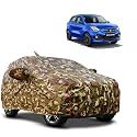 Waterproof Car Body Cover Compatible with Maruti Celerio with Mirror Pocket and Soft Cotton Lining Inside (Fully Bottom Elastic) (Army Green with Red Piping)