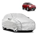 Waterproof Car Body Cover Compatible with Mahindra Xuv 300 with Mirror Pocket and Soft Cotton Lining Inside (Fully Bottom Elastic) (Silver with Black Piping)
