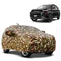 Waterproof Car Body Cover Compatible with Mg Hector Plus with Mirror Pocket and Soft Cotton Lining Inside (Fully Bottom Elastic) (Army Green with Red Piping)