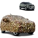 Waterproof Car Body Cover Compatible with Tata Nexon with Mirror Pocket and Soft Cotton Lining Inside (Fully Bottom Elastic) (Army Green with Red Piping)