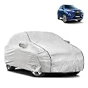 Waterproof Car Body Cover Compatible with Maruti Fronx with Mirror Pocket and Soft Cotton Lining Inside (Fully Bottom Elastic) (Silver with Black Piping)