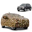 Waterproof Car Body Cover Compatible with Hyundai Venue with Mirror Pocket and Soft Cotton Lining Inside (Fully Bottom Elastic) (Army Green with Red Piping)