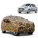 Waterproof Car Body Cover Compatible with Hyundai Xcent with Mirror Pocket and Soft Cotton Lining Inside (Fully Bottom Elastic) (Army Green with Red Piping)