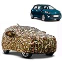 Waterproof Car Body Cover Compatible with Hyundai Grand i10 Nios with Mirror Pocket and Soft Cotton Lining Inside (Fully Bottom Elastic) (Army Green with Red Piping)
