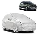 Waterproof Car Body Cover Compatible with Tata Nexon with Mirror Pocket and Soft Cotton Lining Inside (Fully Bottom Elastic) (Silver with Black Piping)