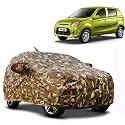 Waterproof Car Body Cover Compatible with Maruti Alto 800 with Mirror Pocket and Soft Cotton Lining Inside (Fully Bottom Elastic) (Army Green with Red Piping)