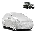 Waterproof Car Body Cover Compatible with Kia Seltos with Mirror Pocket and Soft Cotton Lining Inside (Fully Bottom Elastic) (Silver with Black Piping)