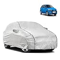 Waterproof Car Body Cover Compatible with Hyundai Elite i20 with Mirror and Antena Pocket and Soft Cotton Lining Inside (Fully Bottom Elastic) (Silver with Black Piping)
