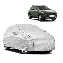 Waterproof Car Body Cover Compatible with Hyundai Exter with Mirror Pocket and Soft Cotton Lining Inside (Fully Bottom Elastic) (Silver with Black Piping)