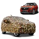 Waterproof Car Body Cover Compatible with Honda Elevate with Mirror Pocket and Soft Cotton Lining Inside (Fully Bottom Elastic) (Army Green with Red Piping)