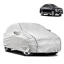 Waterproof Car Body Cover Compatible with Skoda Slavia with Mirror Pocket and Soft Cotton Lining Inside (Fully Bottom Elastic) (Silver with Black Piping)