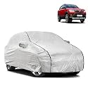 Waterproof Car Body Cover Compatible with Maruti Brezza with Mirror Pocket and Soft Cotton Lining Inside (Fully Bottom Elastic) (Silver with Black Piping)