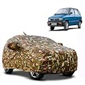 Waterproof Car Body Cover Compatible with Maruti 800 with Mirror Pocket and Soft Cotton Lining Inside (Fully Bottom Elastic) (Army Green with Red Piping)