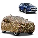 Waterproof Car Body Cover Compatible with Maruti Grand Vitara with Mirror Pocket and Soft Cotton Lining Inside (Fully Bottom Elastic) (Army Green with Red Piping)