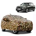 Waterproof Car Body Cover Compatible with Kia Seltos with Mirror Pocket and Soft Cotton Lining Inside (Fully Bottom Elastic) (Army Green with Red Piping)