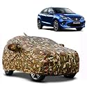 Waterproof Car Body Cover Compatible with Maruti Baleno with Mirror and Antena Pocket Pocket and Soft Cotton Lining Inside (Fully Bottom Elastic) (Silver with Black Piping)