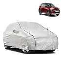 Waterproof Car Body Cover Compatible with Kia Sonet with Mirror Pocket and Soft Cotton Lining Inside (Fully Bottom Elastic) (Silver with Black Piping)