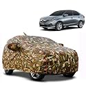 Waterproof Car Body Cover Compatible with Honda Amaze with Mirror Pocket and Soft Cotton Lining Inside (Fully Bottom Elastic) (Army Green with Red Piping)