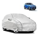 Waterproof Car Body Cover Compatible with Toyota Urban Cruiser with Mirror Pocket and Soft Cotton Lining Inside (Fully Bottom Elastic) (Silver with Black Piping)