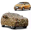 Waterproof Car Body Cover Compatible with Hyundai Grand i10 with Mirror and AntenaPocket and Soft Cotton Lining Inside (Fully Bottom Elastic) (Army Green with Red Piping)