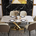NG Decor Modern White Marble Rectangular Dining Table with Stainless Steel X-Base Stone 6 Seater Dining Table (Finish Color - White, DIY(Do-It-Yourself))